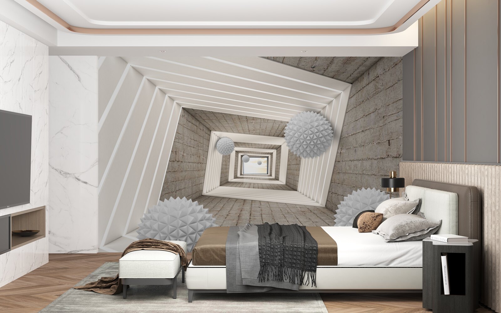 Fototapet tunel cu bile fără sfârșit