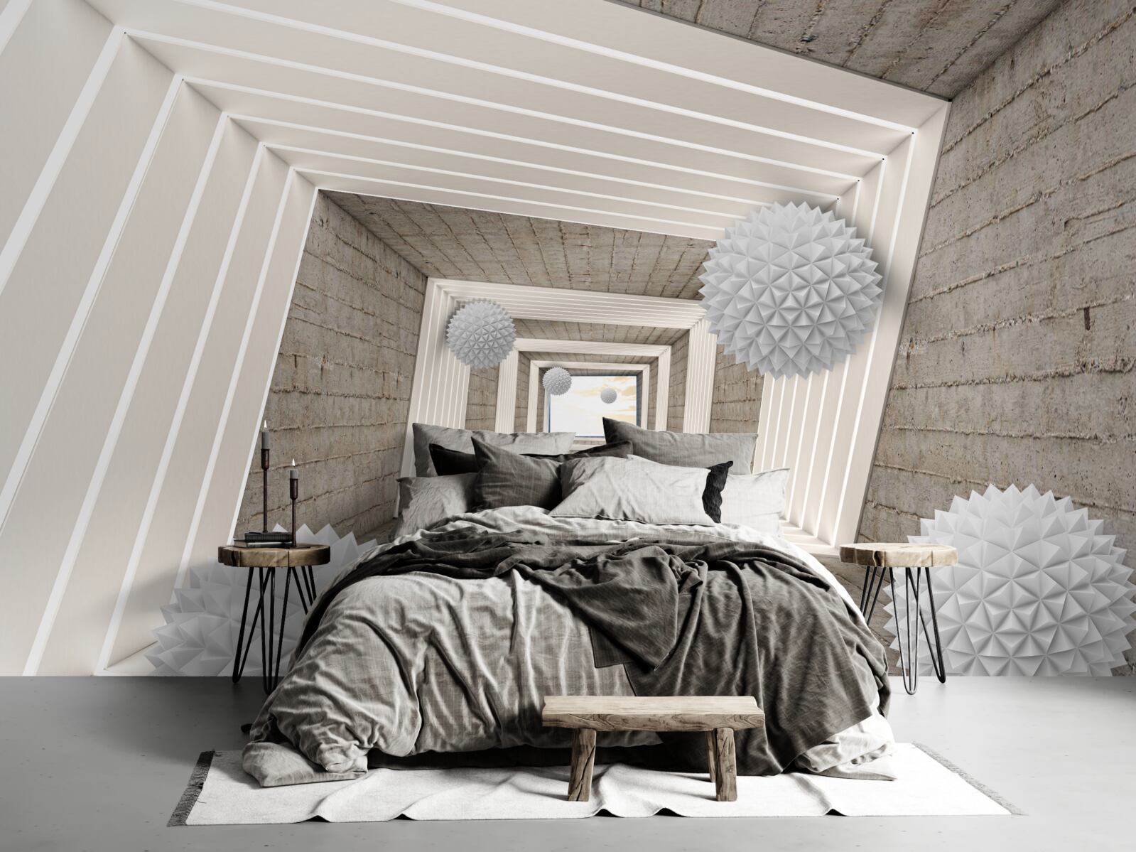 Fototapet tunel cu bile fără sfârșit