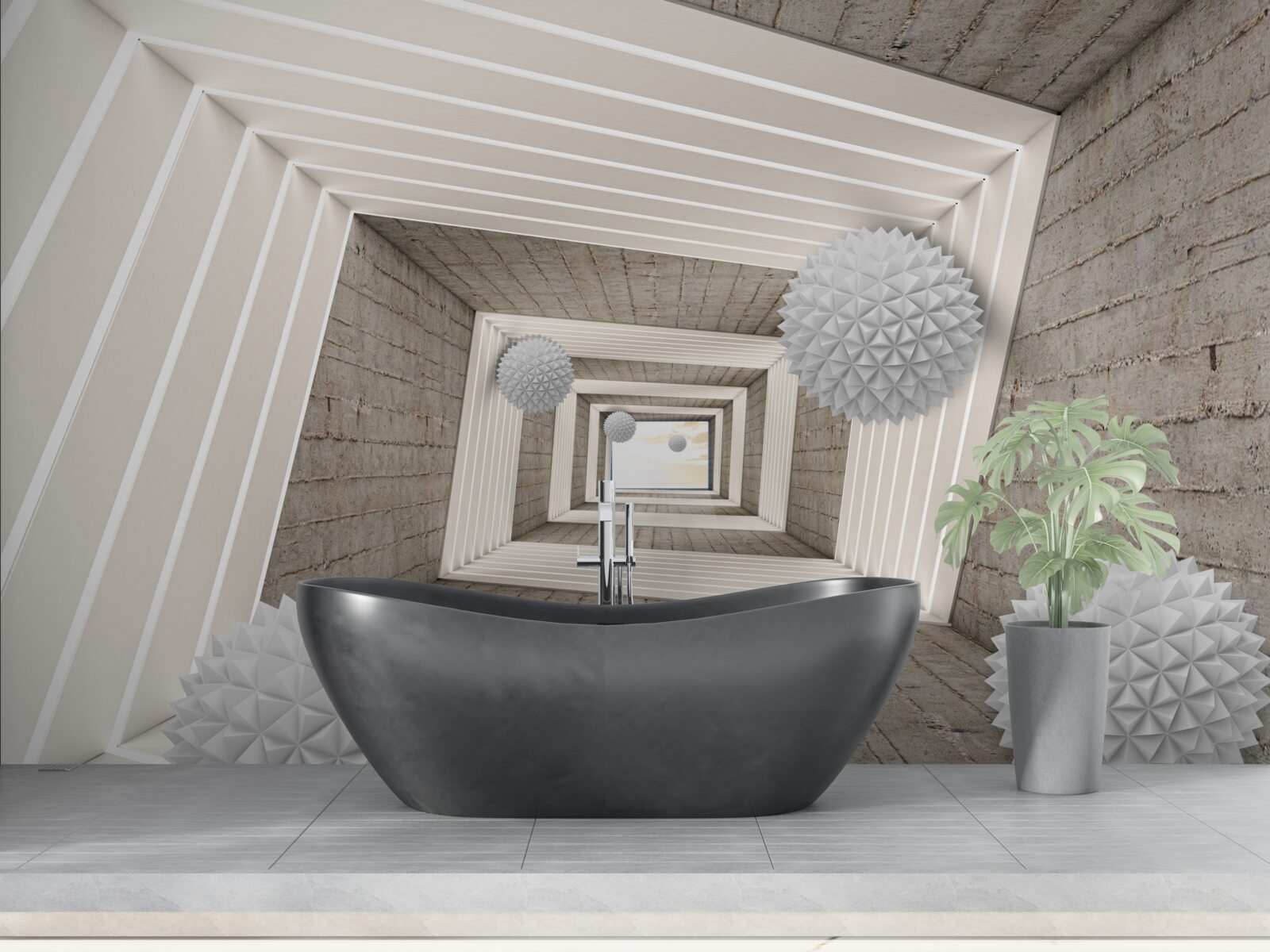 Fototapet tunel cu bile fără sfârșit