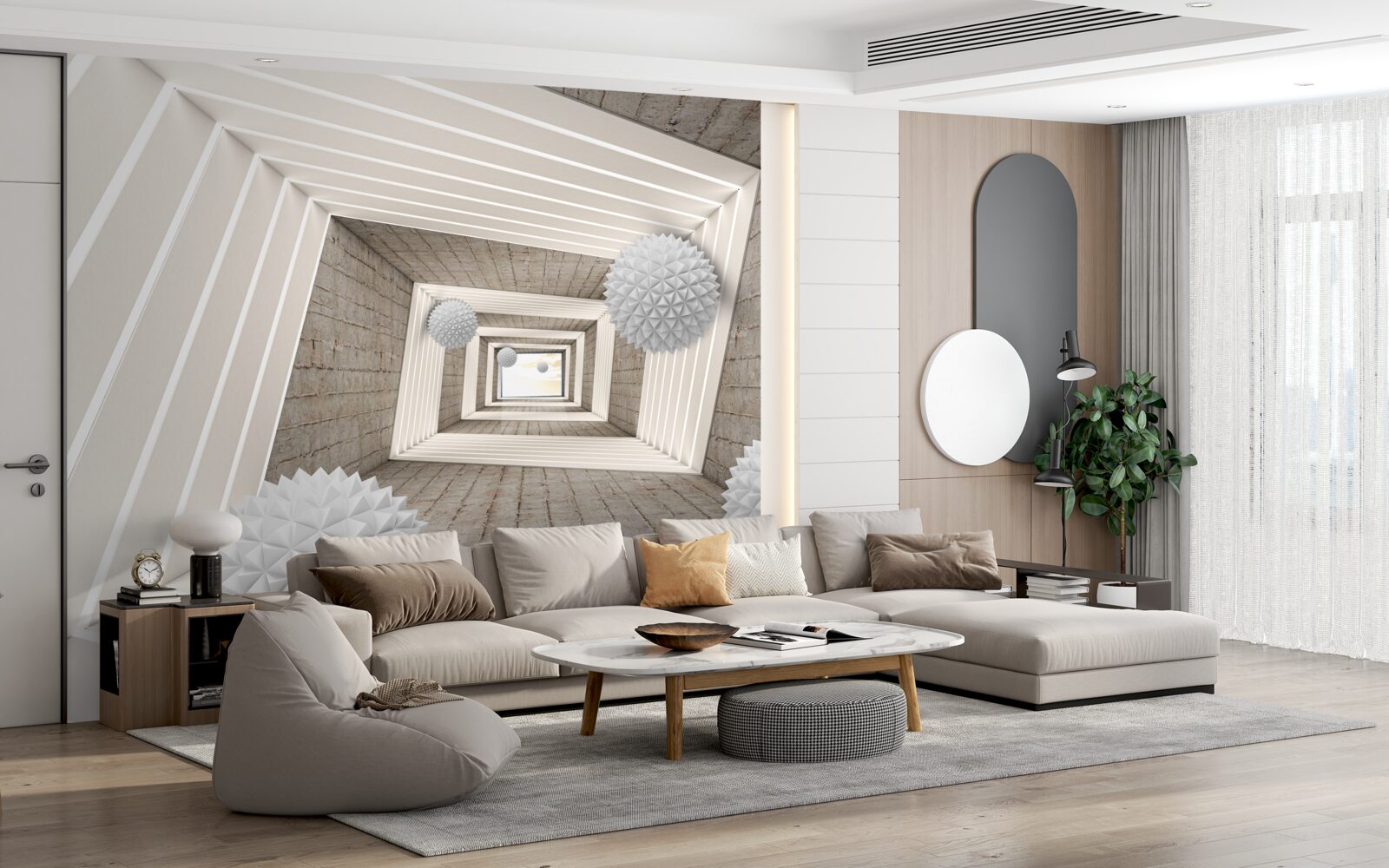 Fototapet tunel cu bile fără sfârșit