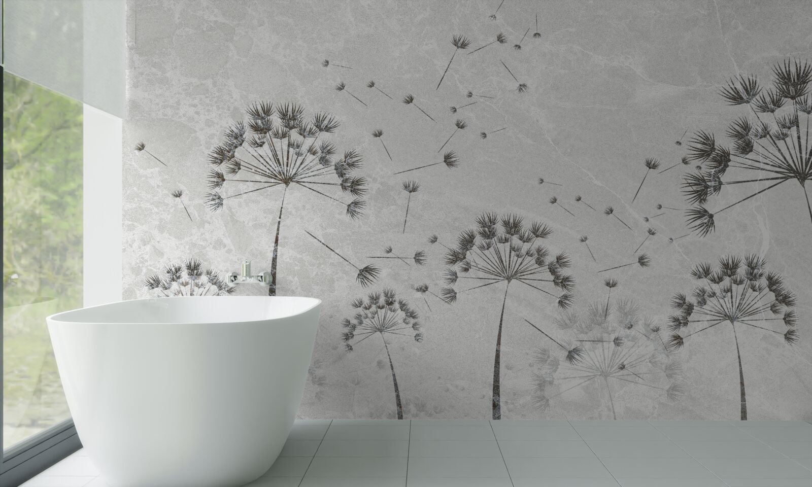 Fototapet vântul spulberă petalele de păpădie