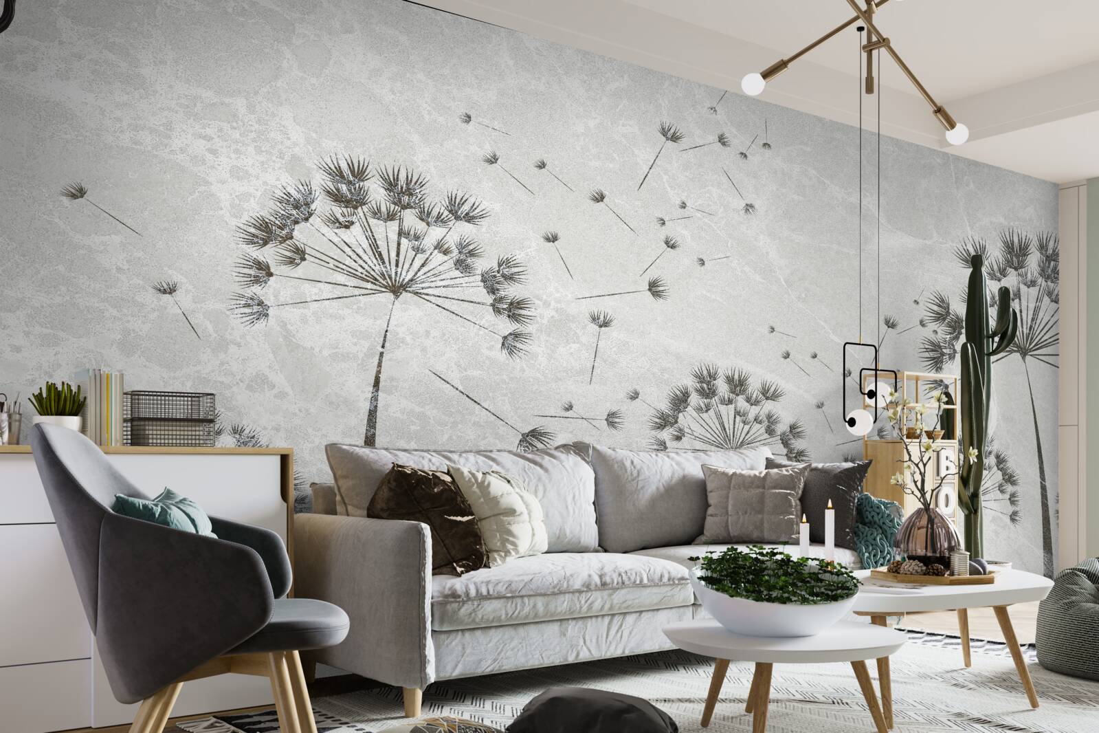 Fototapet vântul spulberă petalele de păpădie