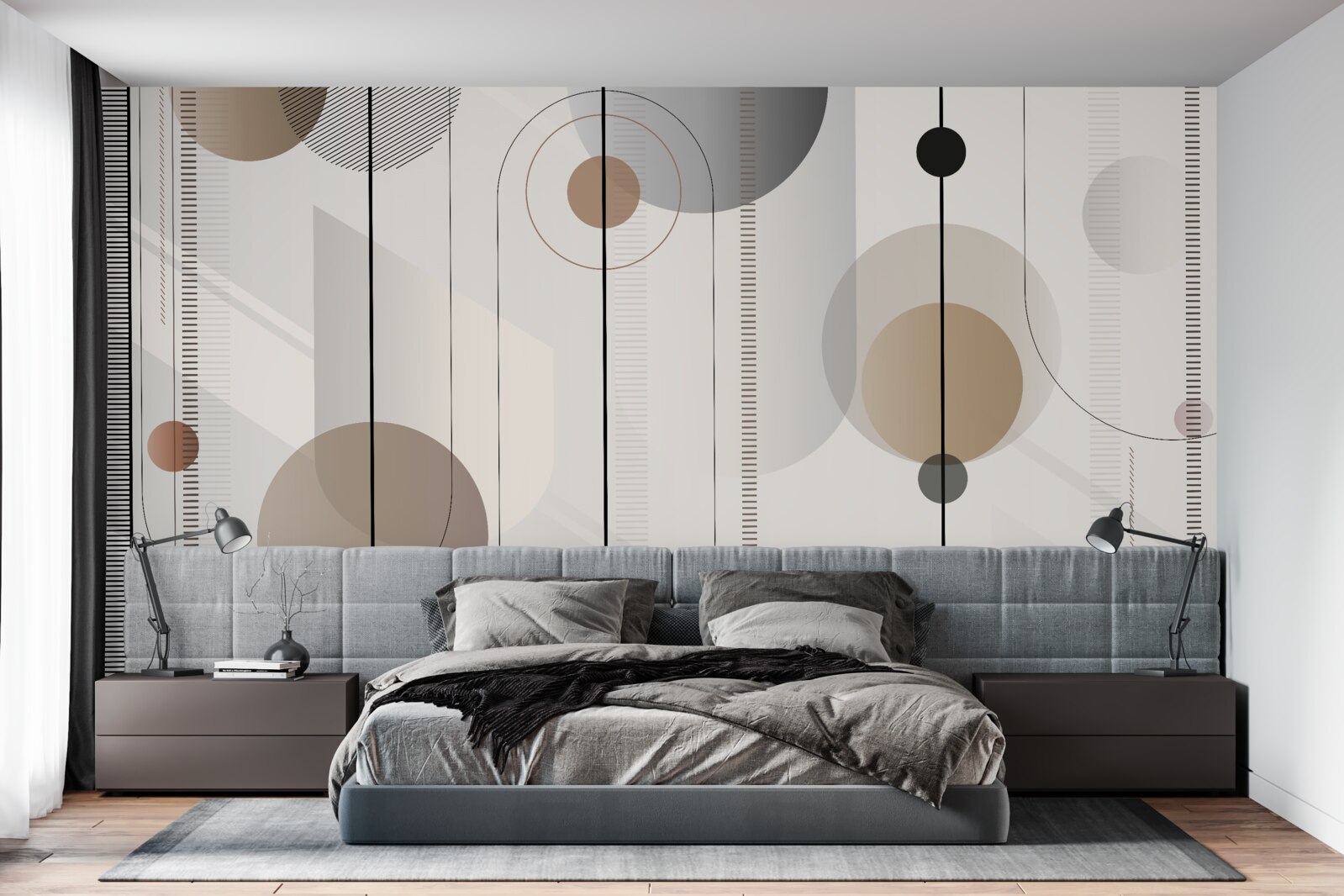 Fototapet linii ușoare și cercuri abstracte