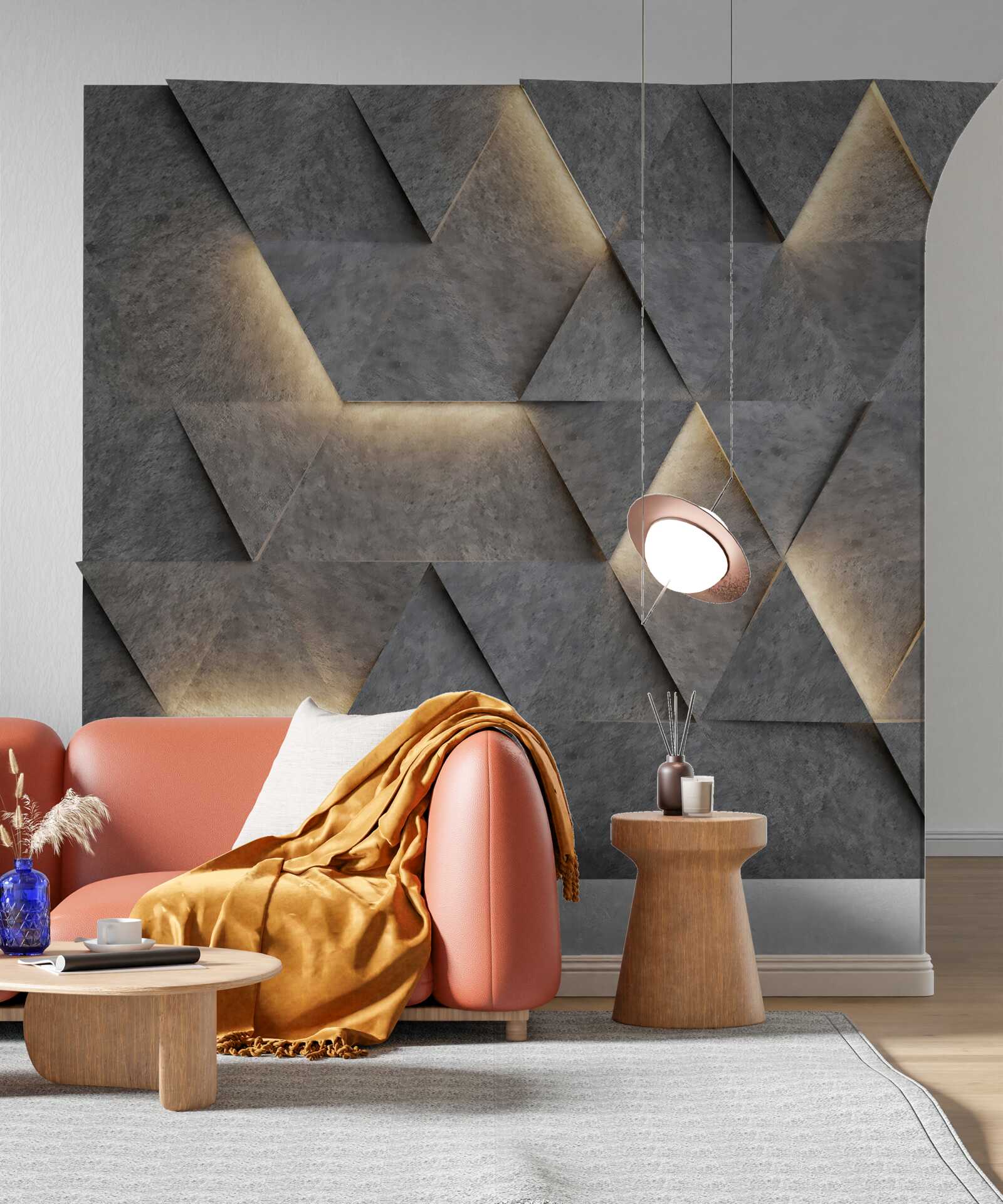 Fototapet Triunghiuri volumetrice incandescente