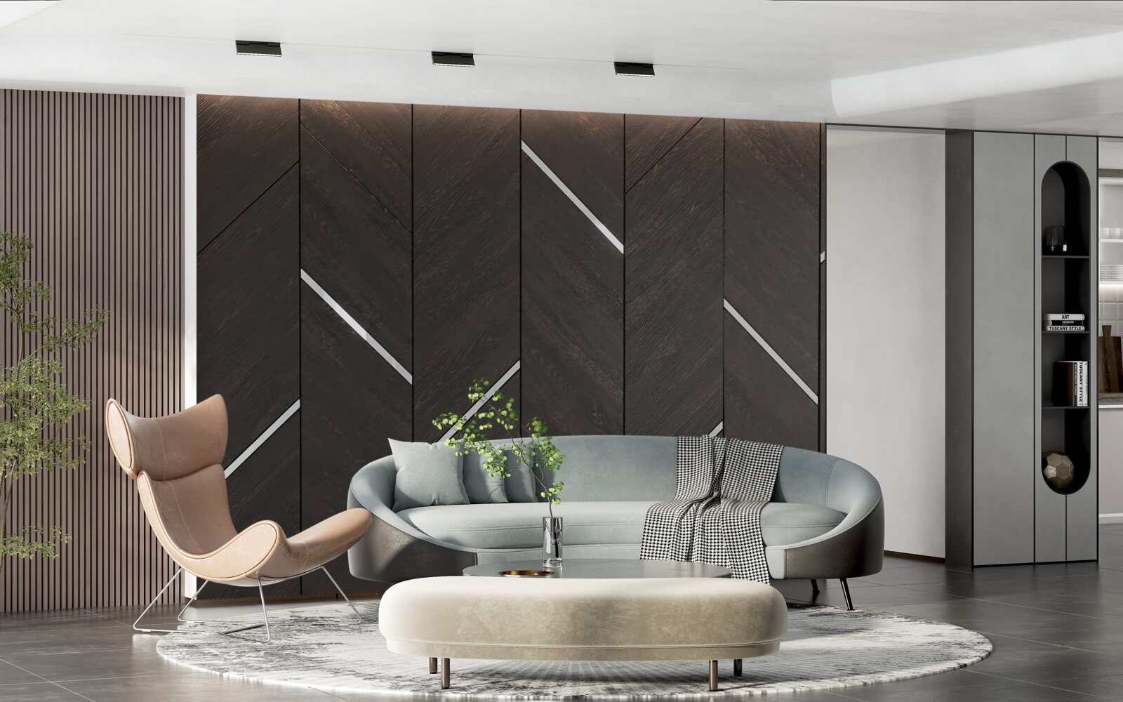 Fototapet parchetul este negru cu dungi albe