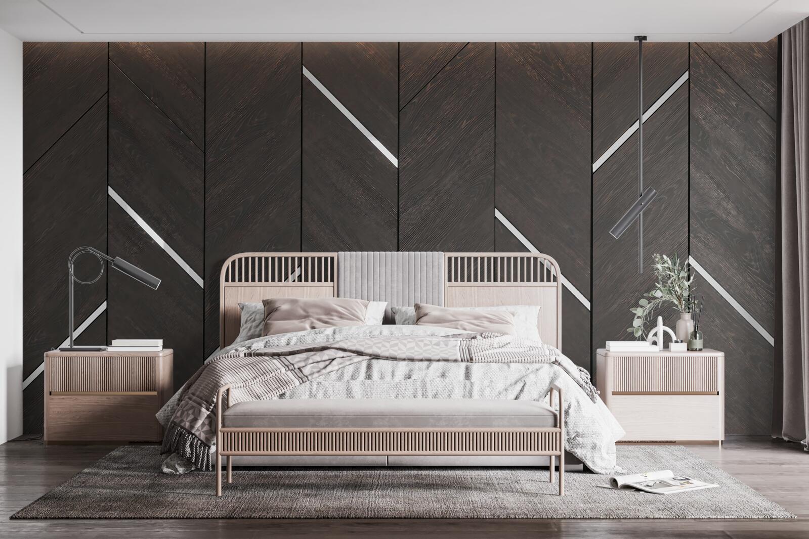 Fototapet parchetul este negru cu dungi albe