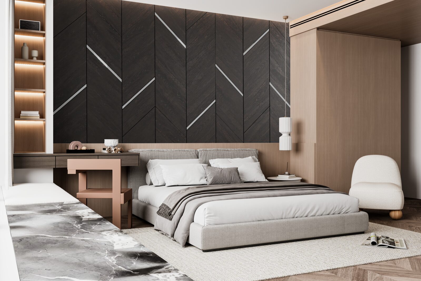 Fototapet parchetul este negru cu dungi albe