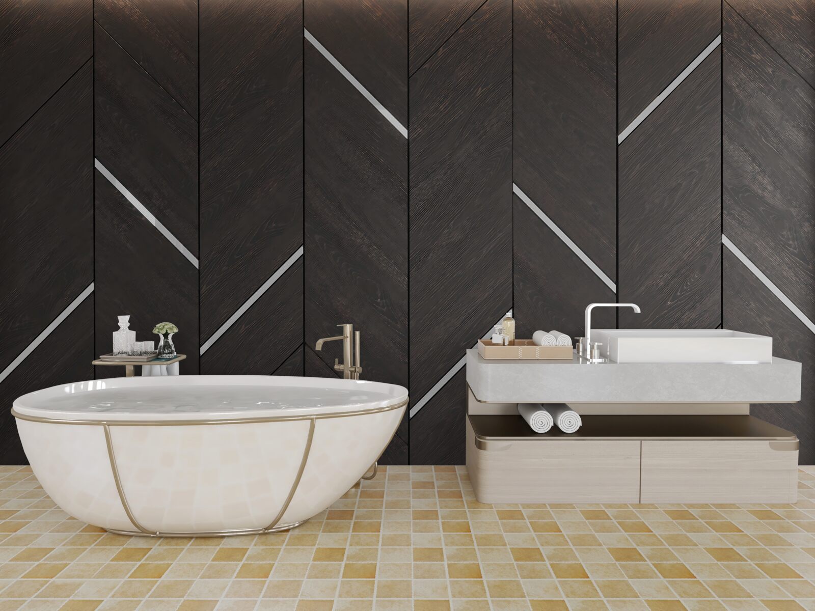 Fototapet parchetul este negru cu dungi albe