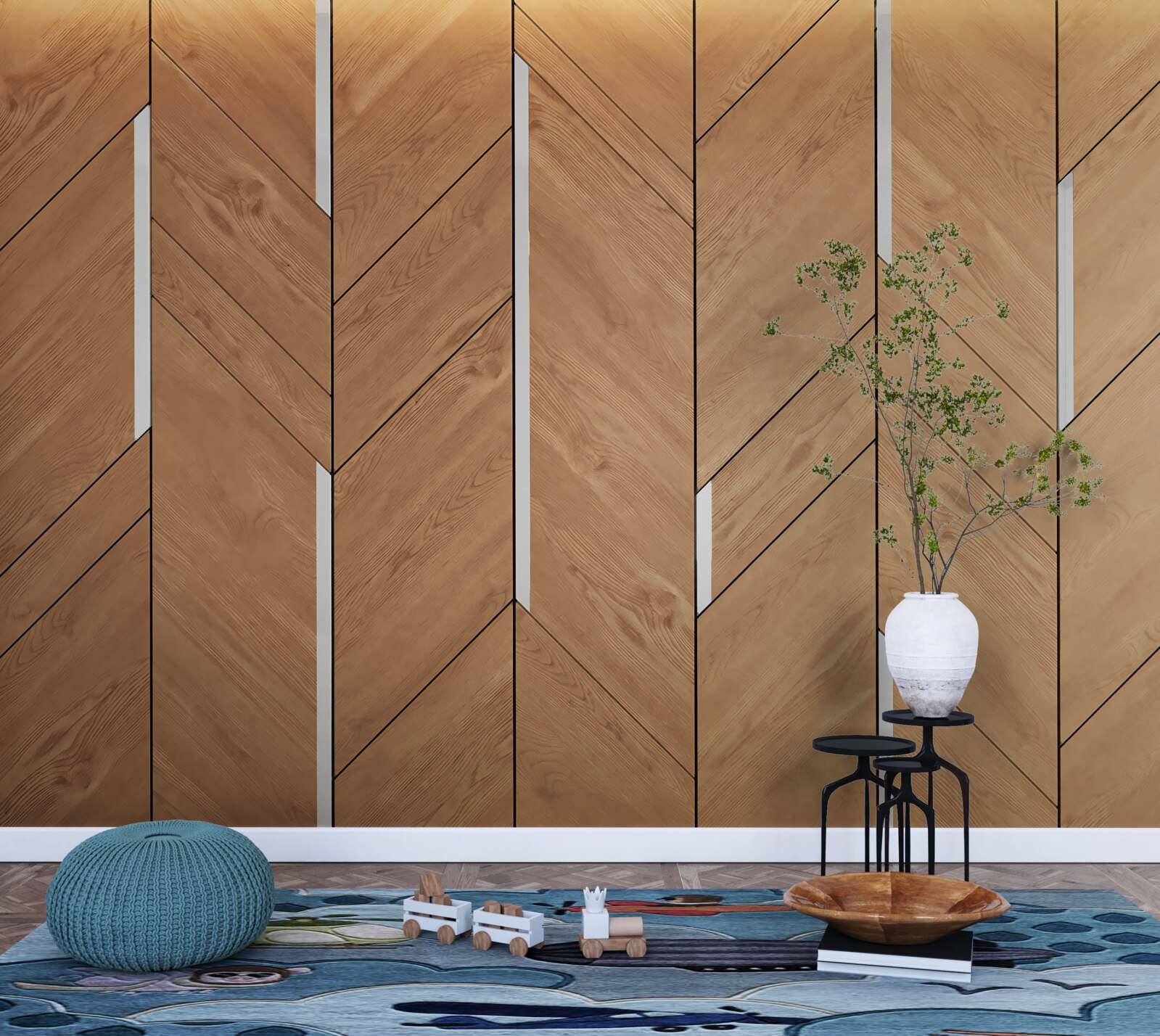 Fototapet parchet maro cu iluminat integrat