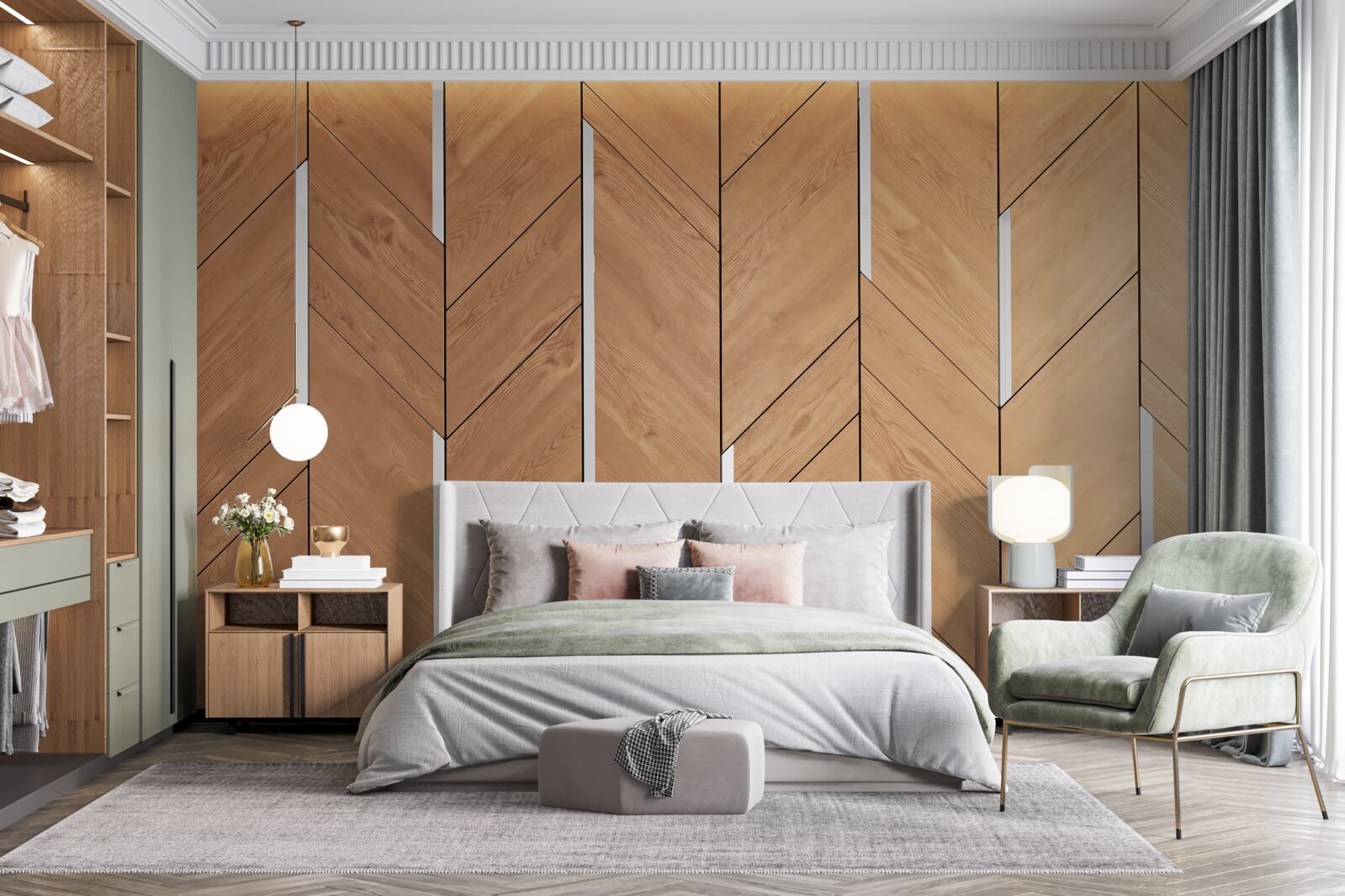 Fototapet parchet maro cu iluminat integrat