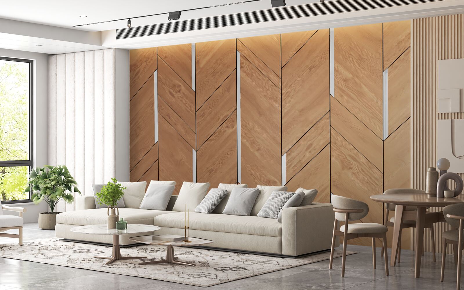 Fototapet parchet maro cu iluminat integrat