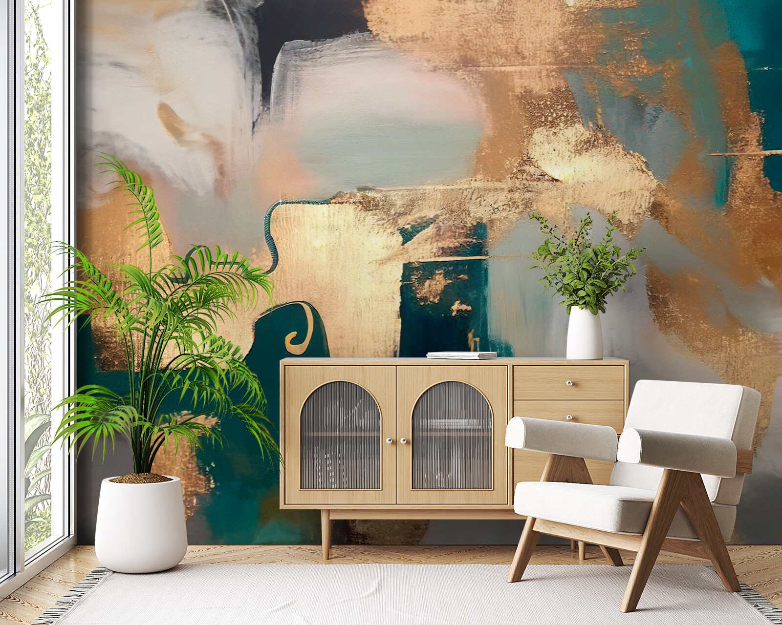 Fototapet aur murdar pe marmură gri