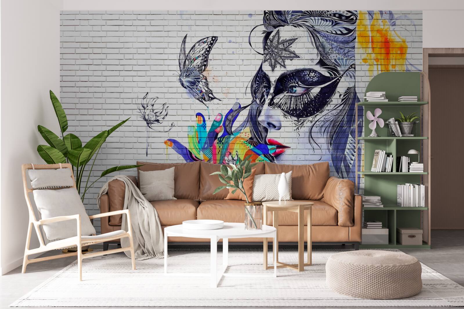 Fototapet imaginea unei fete într-o mască într-un stil abstract