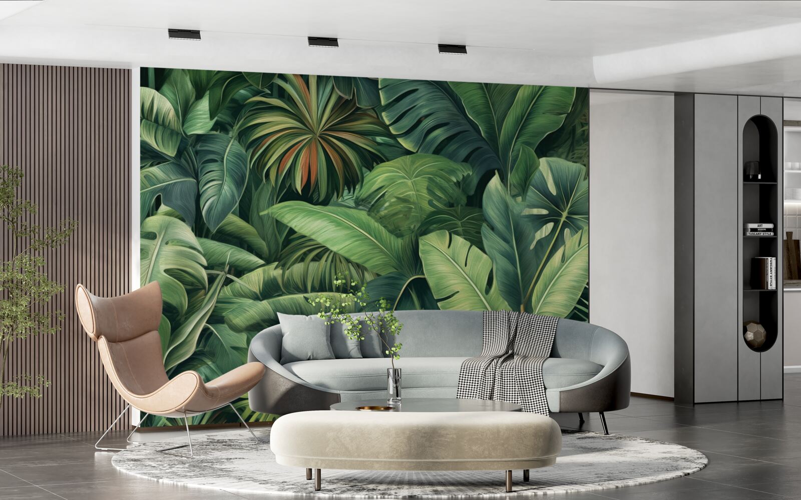 Fototapet frunze verzi mari în junglă