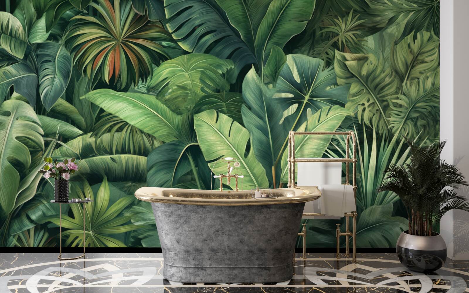 Fototapet frunze verzi mari în junglă