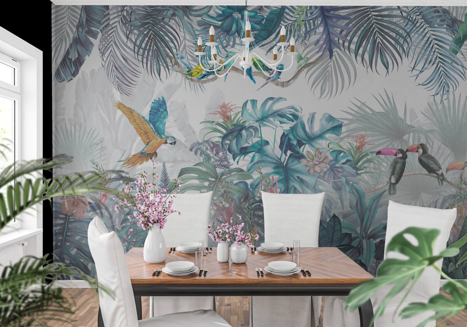 Fototapet pădure în timpul unei ploi torențiale