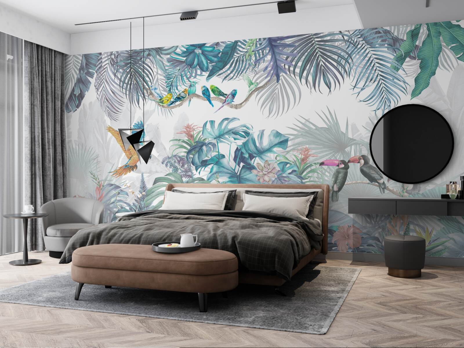 Fototapet pădure în timpul unei ploi torențiale