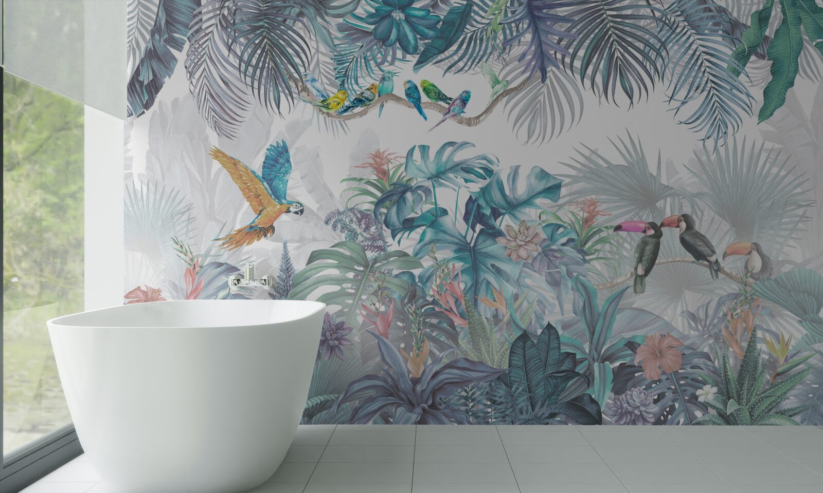 Fototapet pădure în timpul unei ploi torențiale