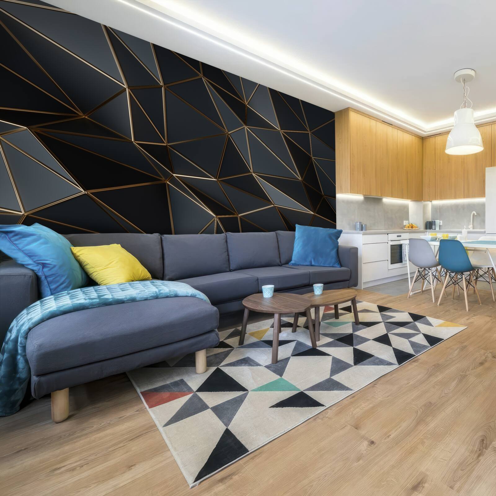 Fototapet figuri tridimensionale în negru cu efect tridimensional