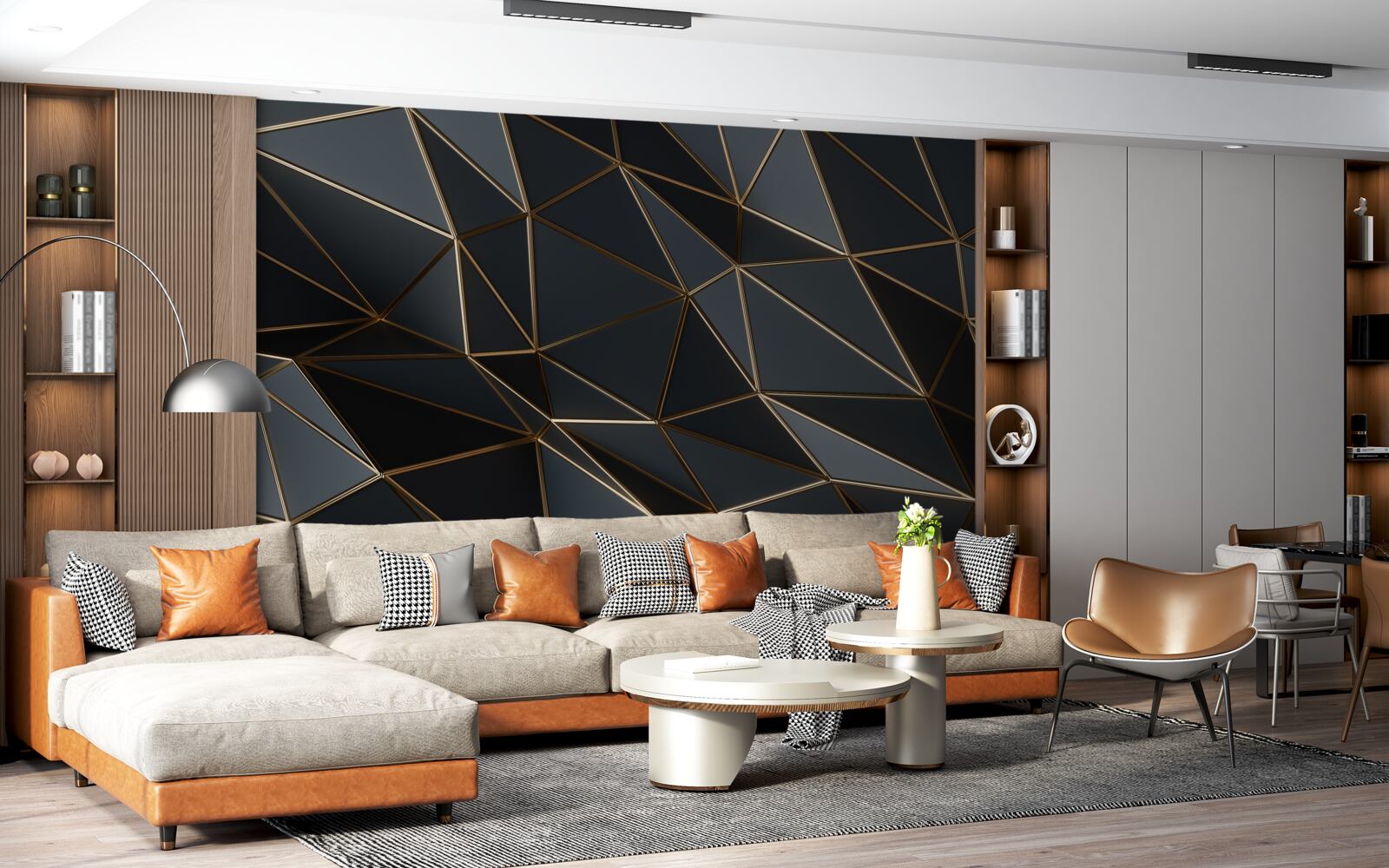 Fototapet figuri tridimensionale în negru cu efect tridimensional