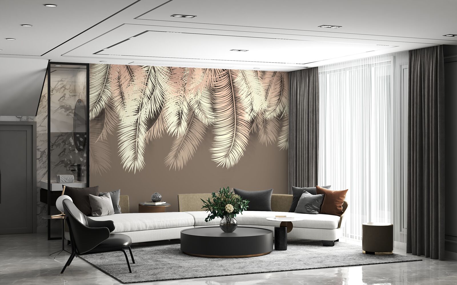 Fototapet frunzele pufoase atârnă în jos