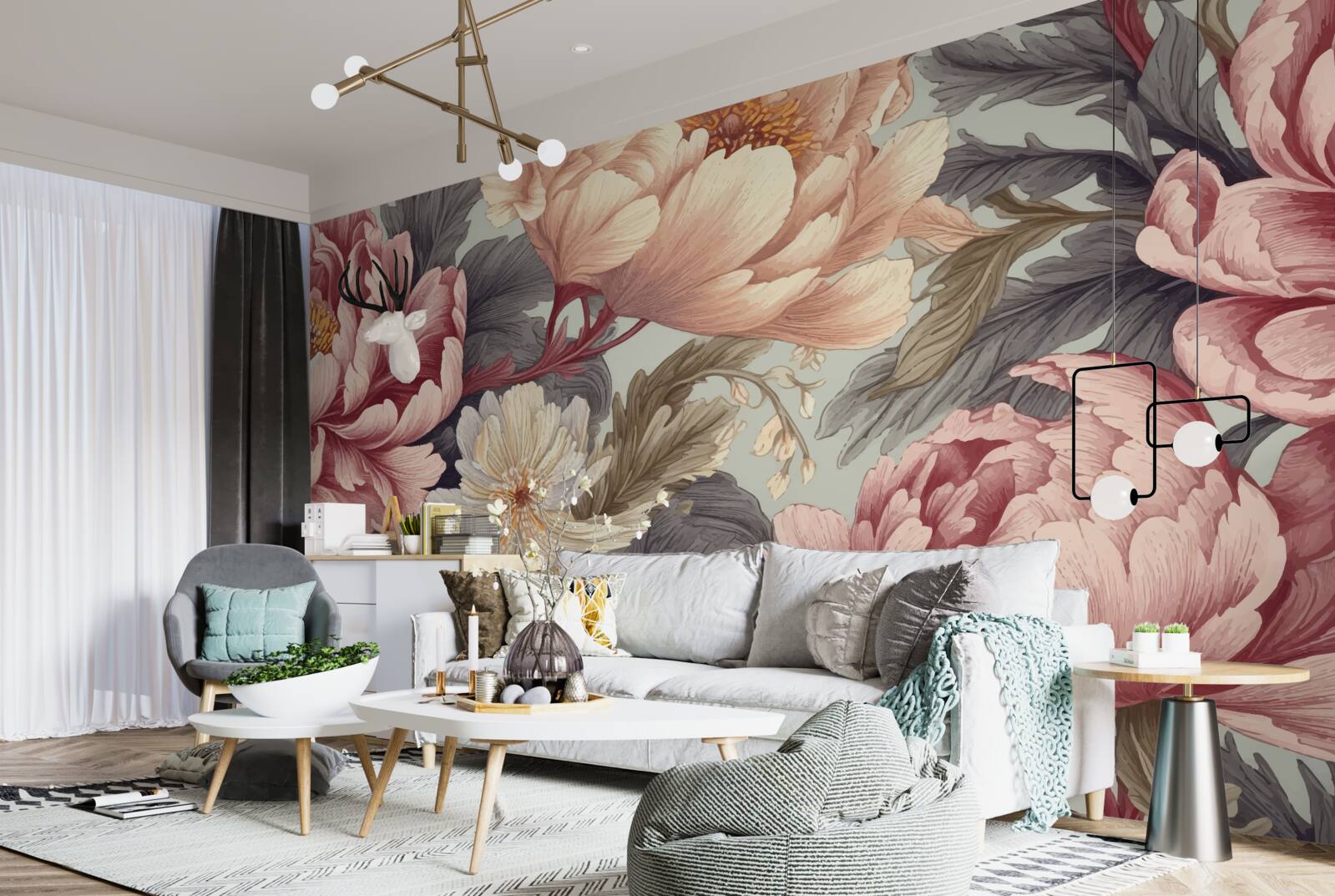 Fototapet flori mari în stadiul de boboc