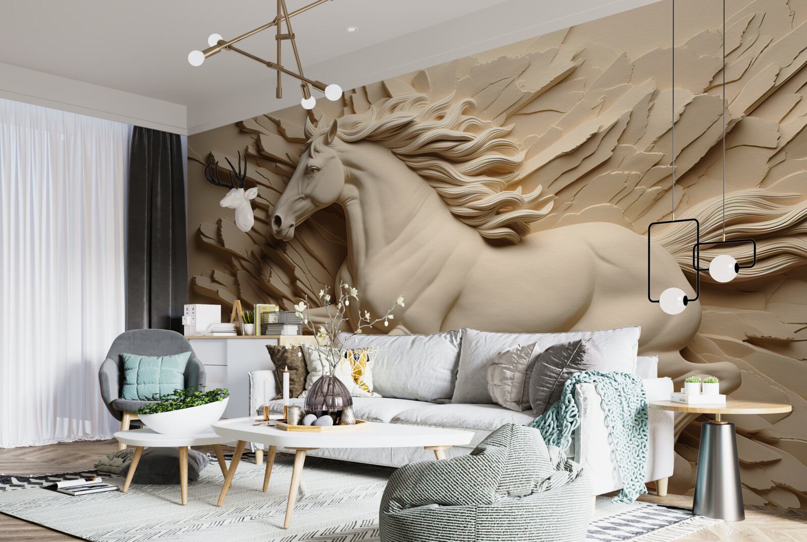 Fototapet Imagine 3d a unui cal care aleargă