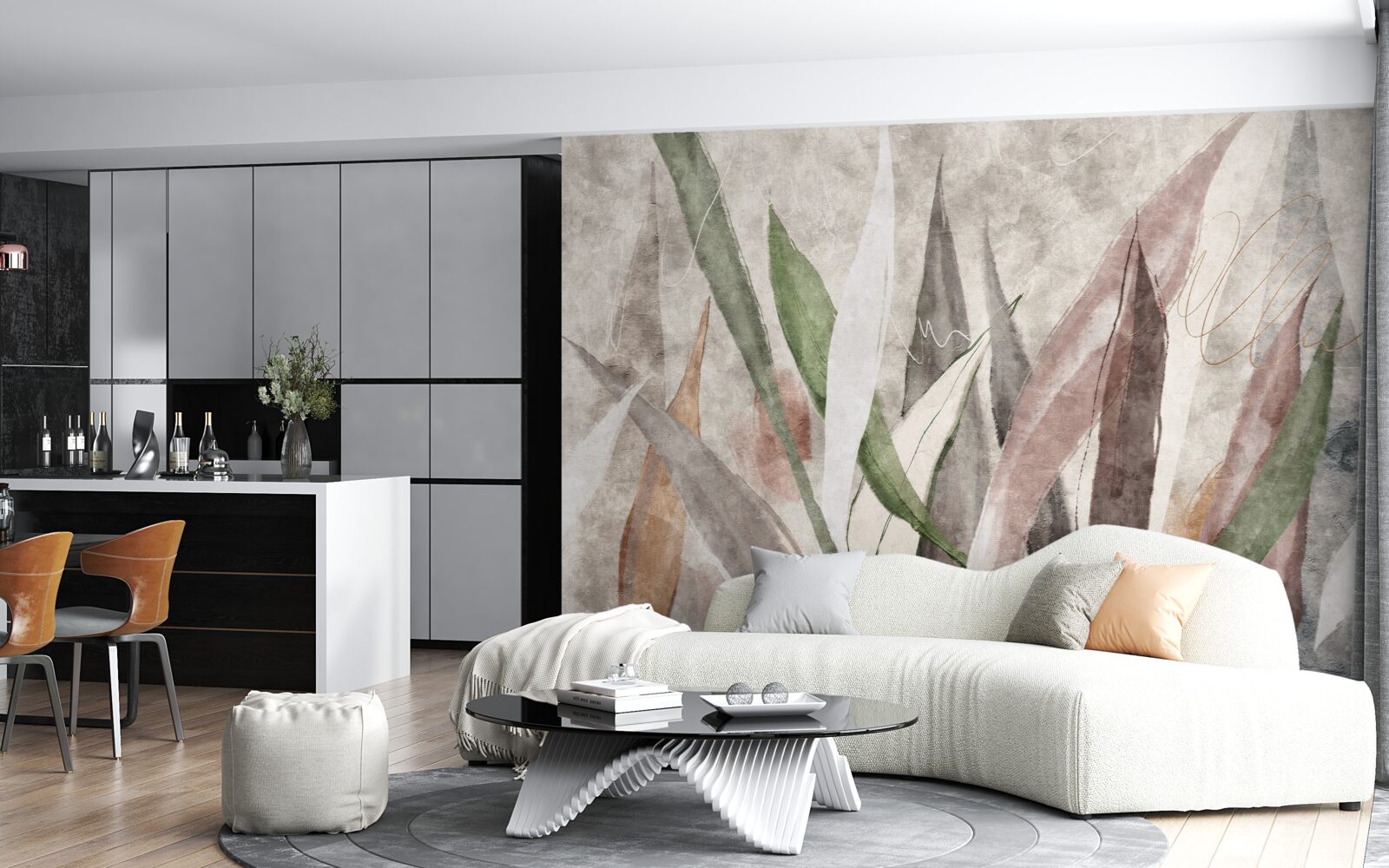 Fototapet frunze colorate de junglă întinse la lungime