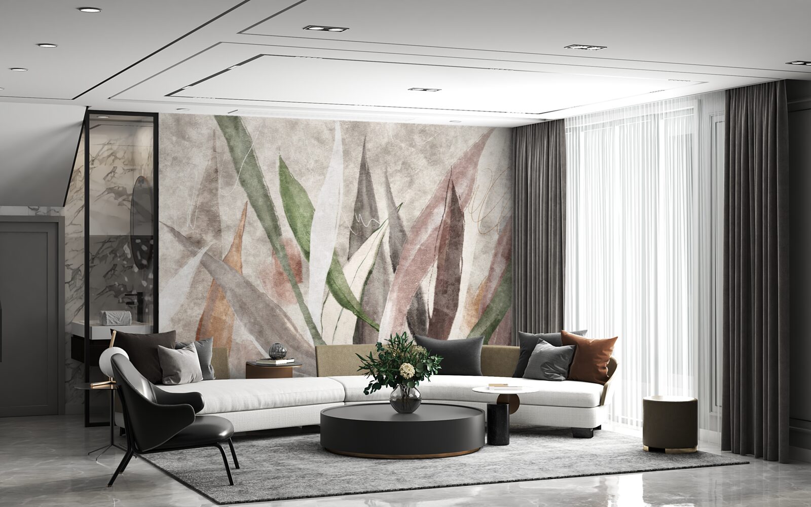 Fototapet frunze colorate de junglă întinse la lungime