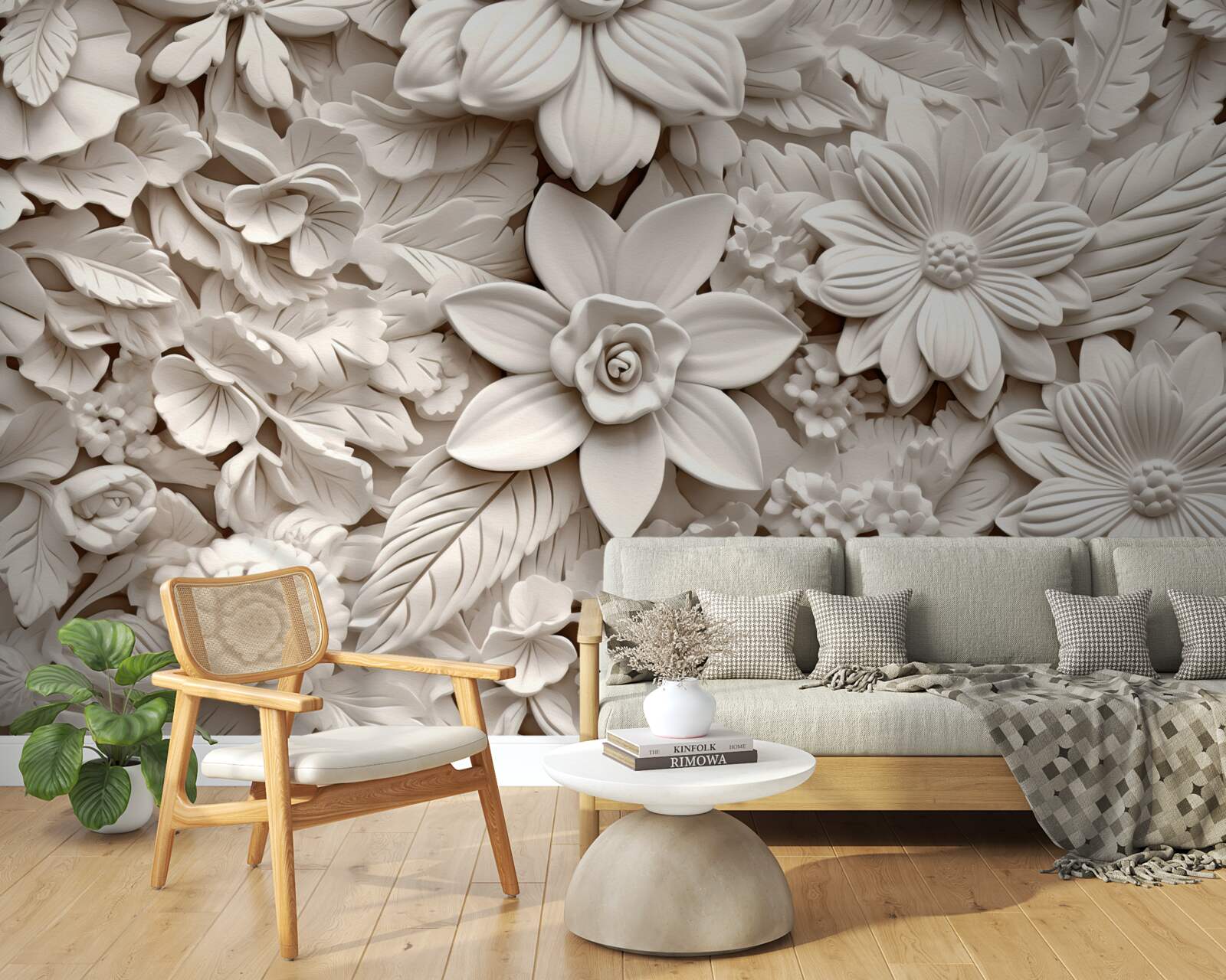 Fototapet compoziție florală în ipsos