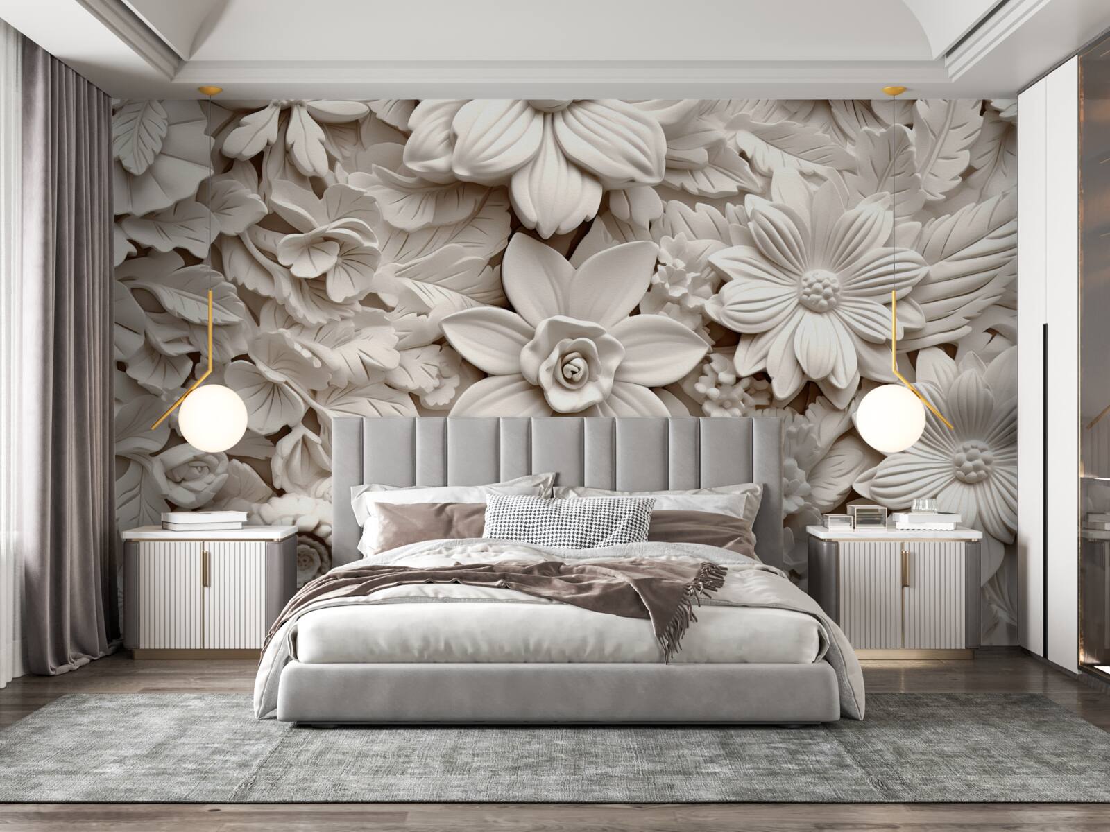 Fototapet compoziție florală în ipsos