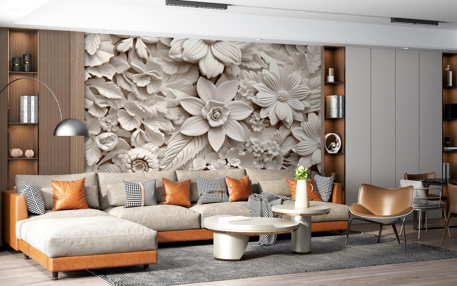 Fototapet compoziție florală în ipsos