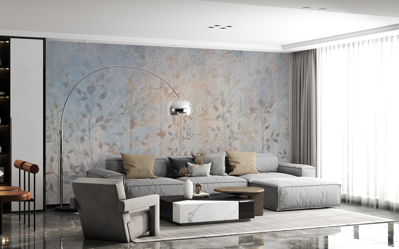 Fototapet ramuri subțiri ca o acuarelă