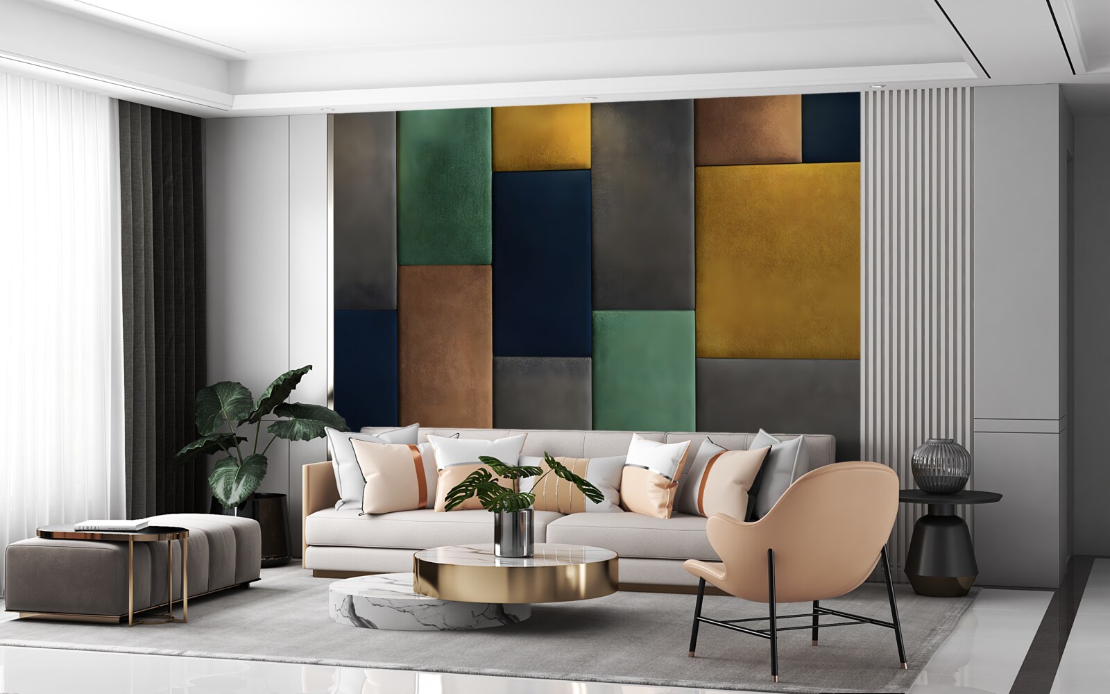 Fototapet triunghiuri multicolore dispuse vertical