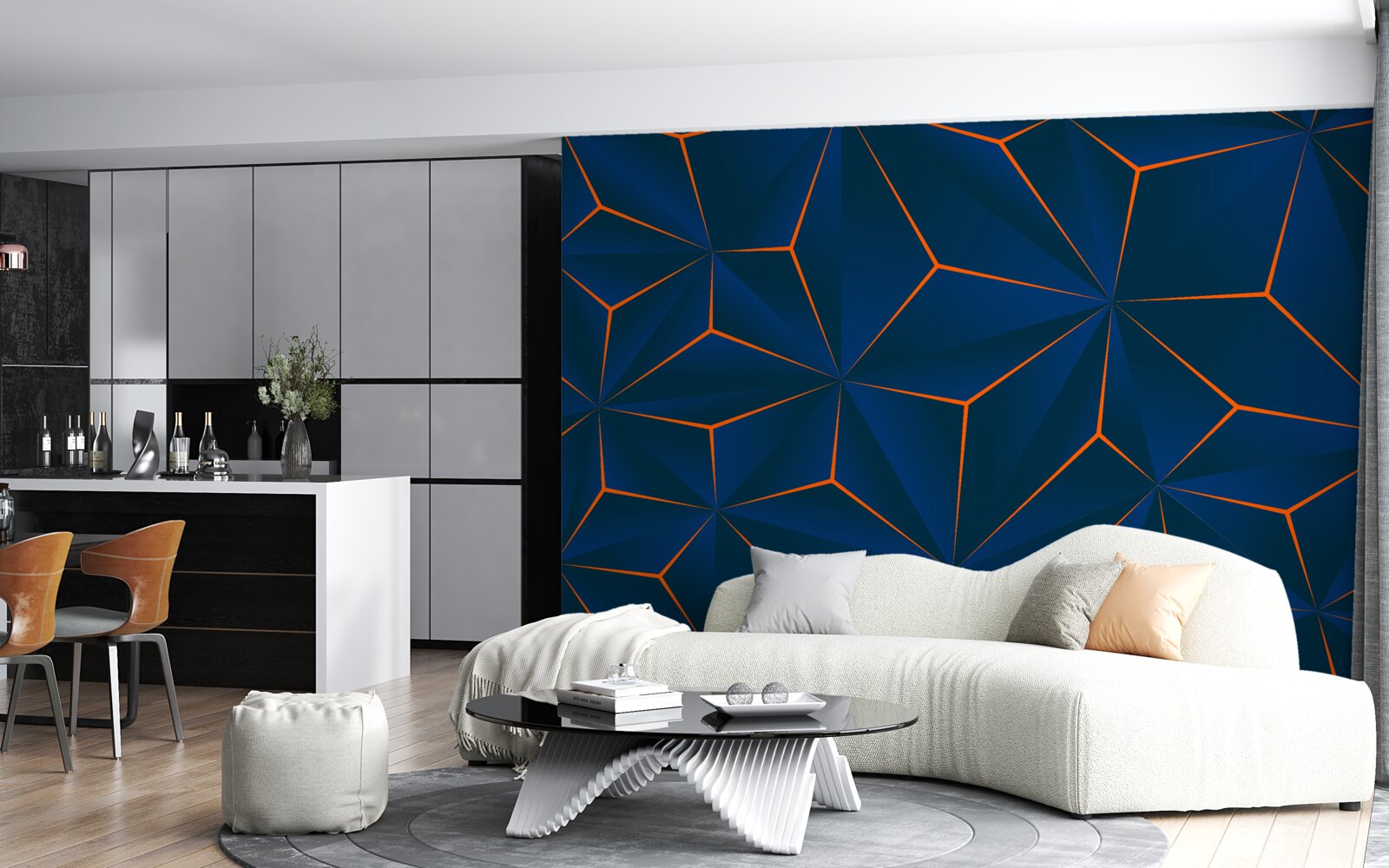 Fototapet triunghiuri de catifea cu forme generoase