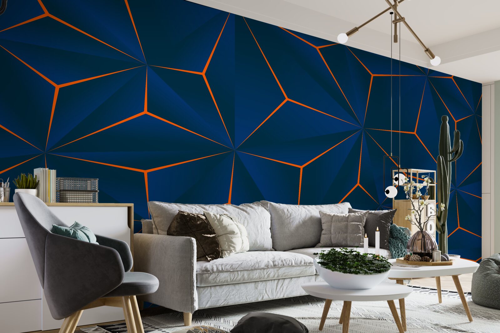 Fototapet triunghiuri de catifea cu forme generoase