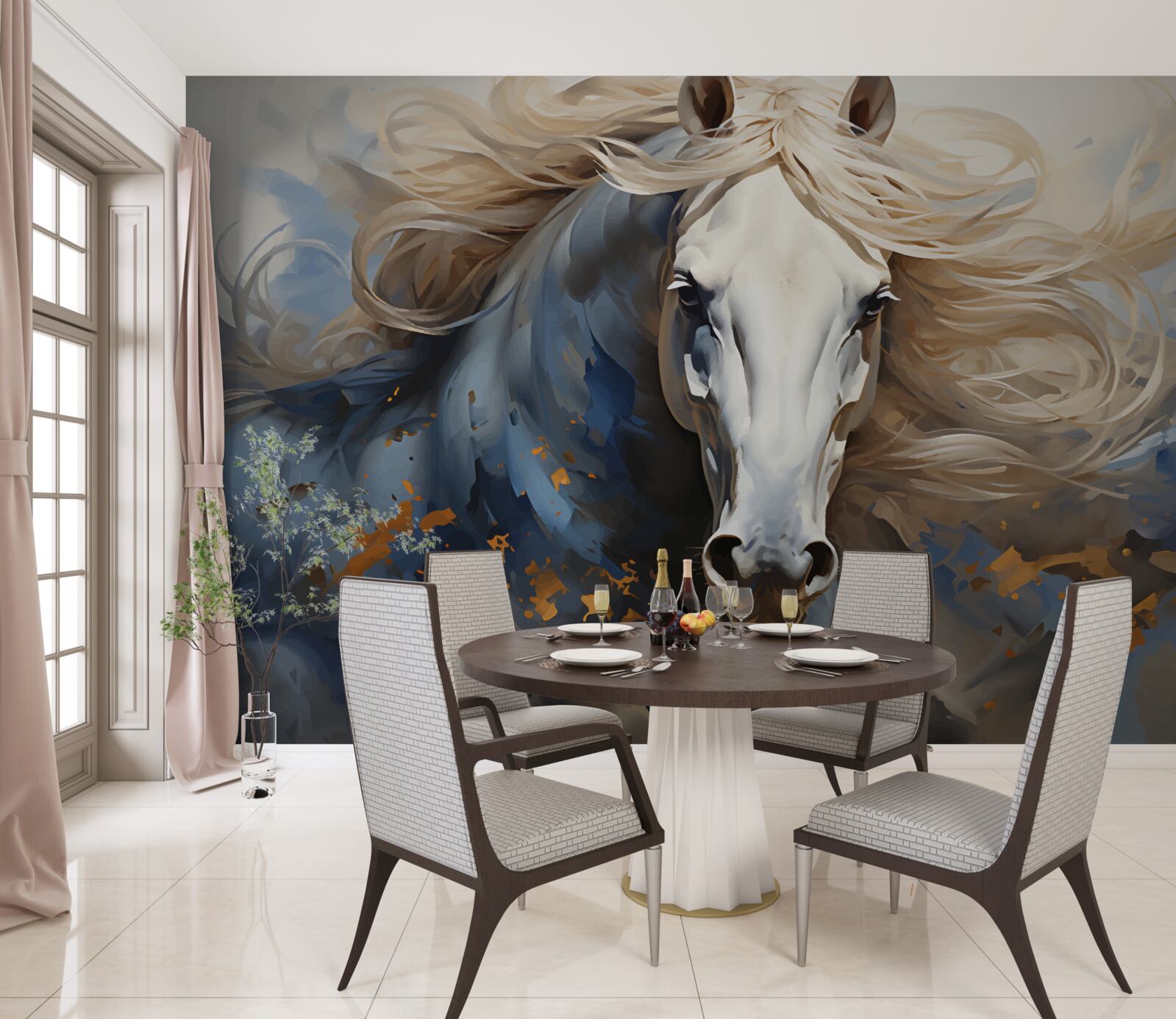 Fototapet imagine abstractă a unui cal în mișcare