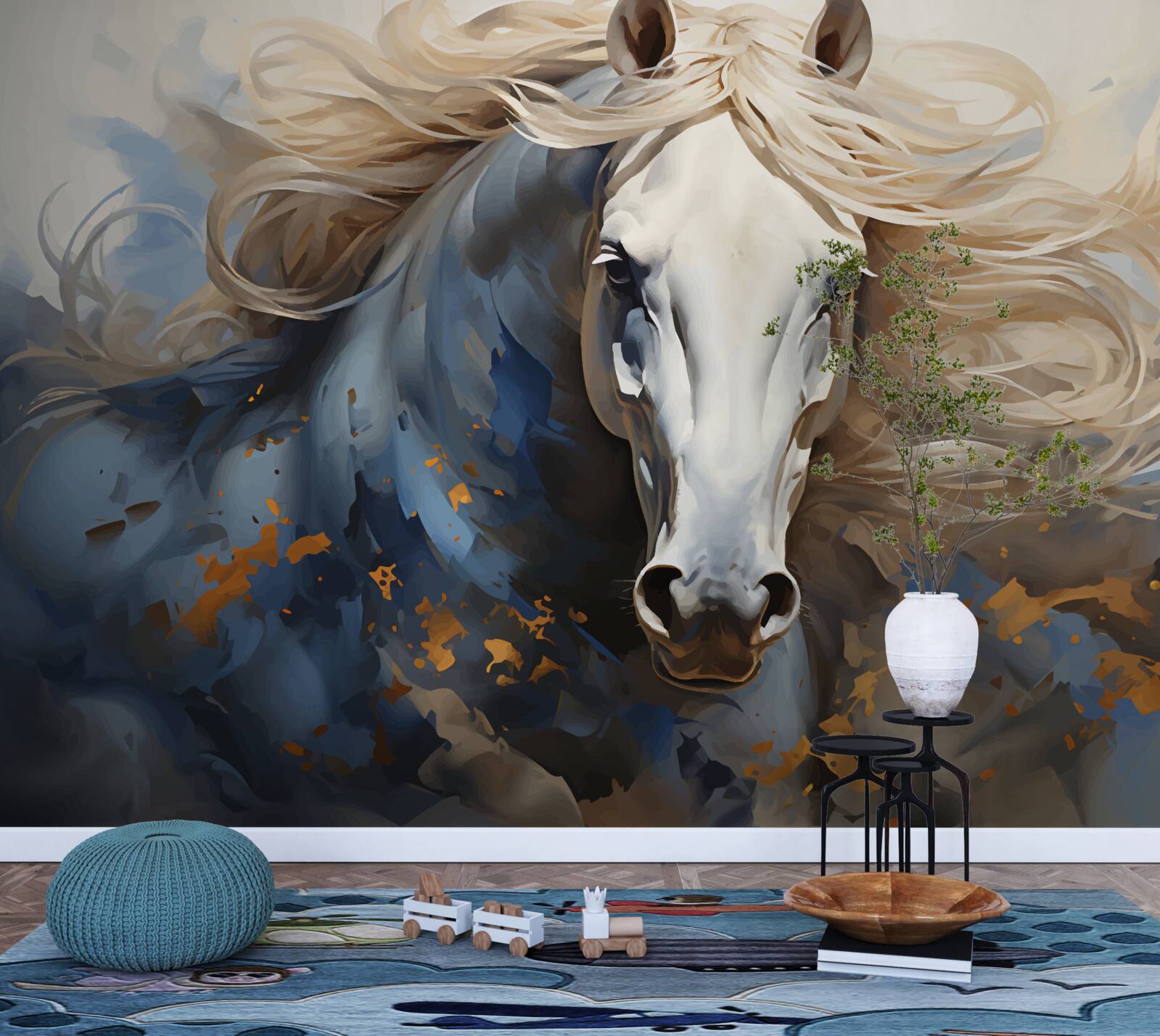 Fototapet imagine abstractă a unui cal în mișcare