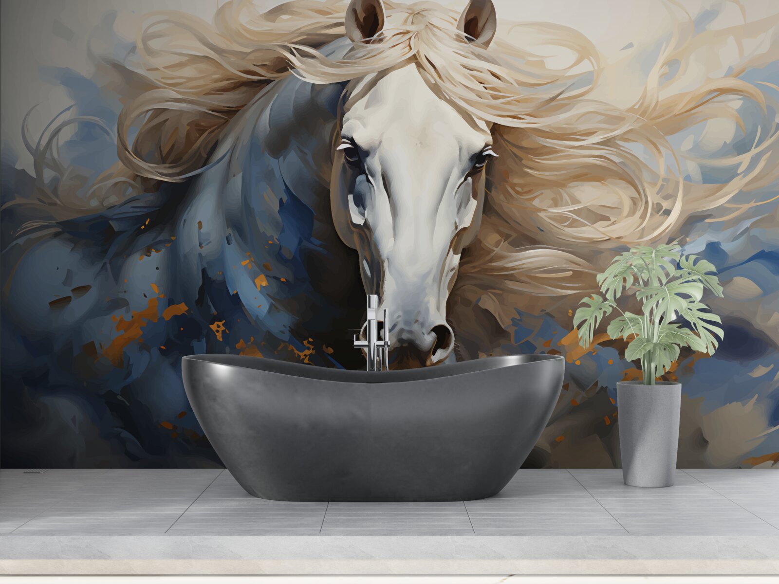 Fototapet imagine abstractă a unui cal în mișcare