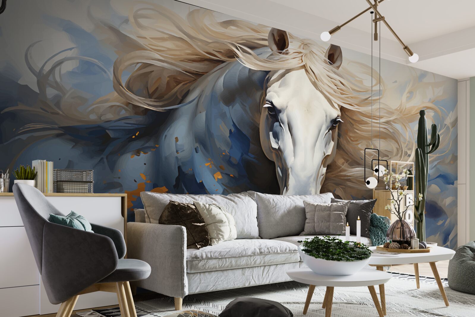 Fototapet imagine abstractă a unui cal în mișcare