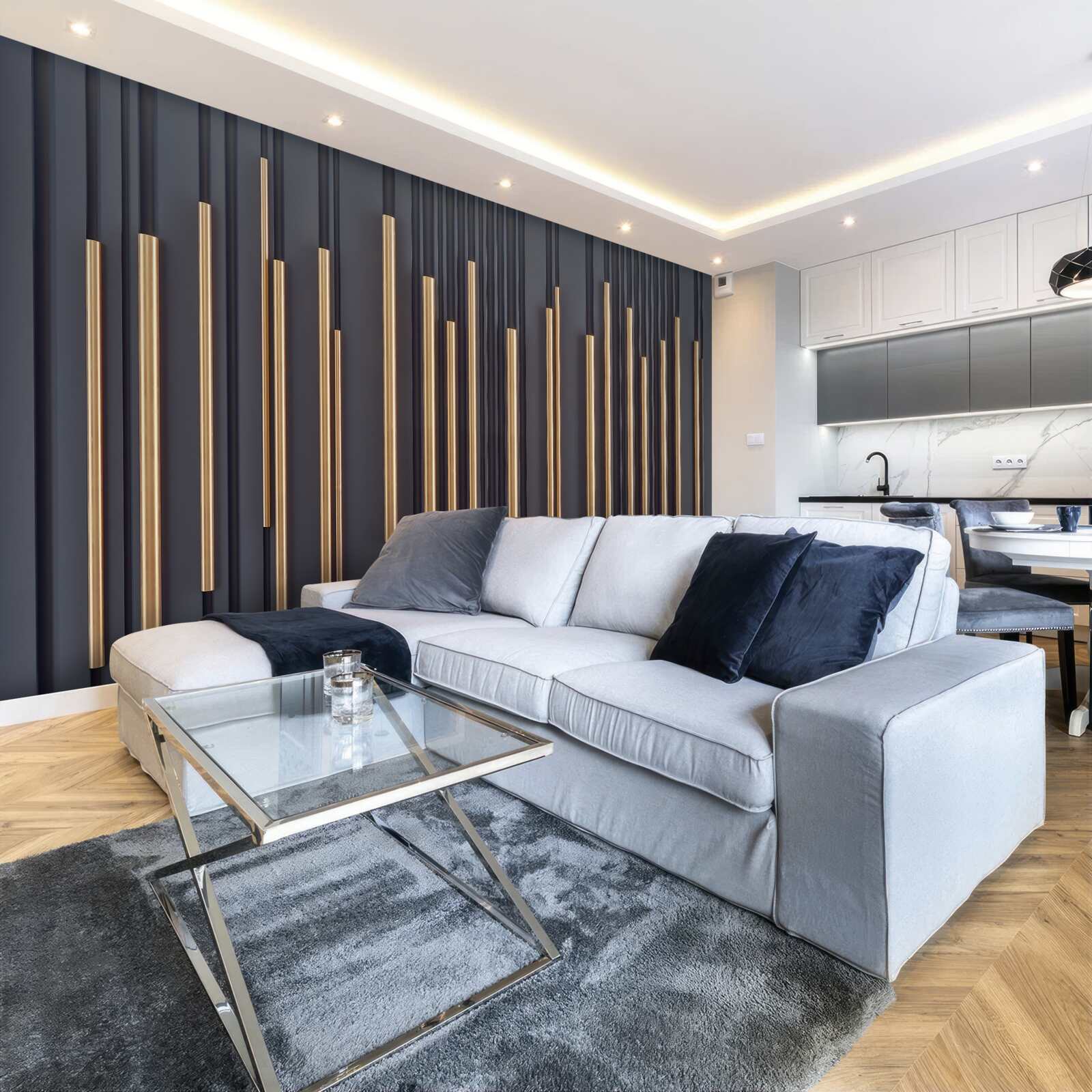 Fototapet inserții aurii pe linii verticale