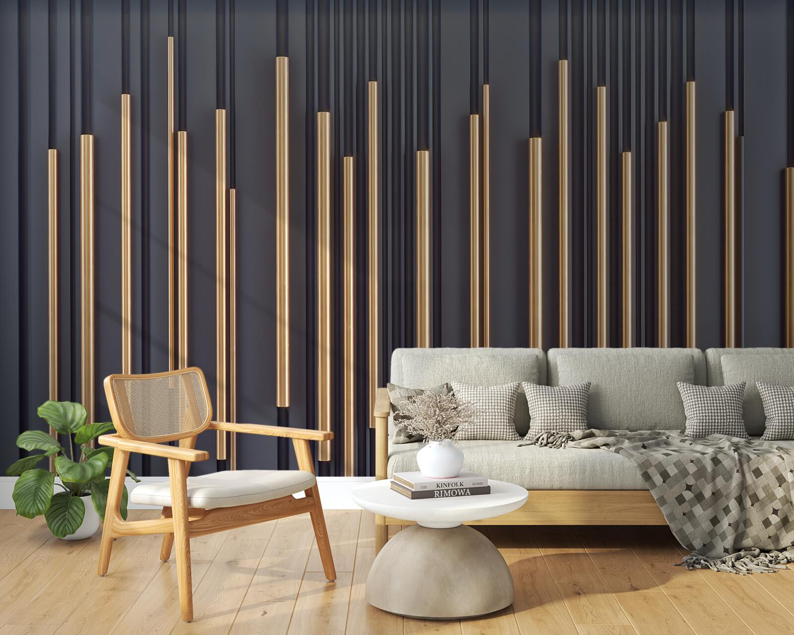 Fototapet inserții aurii pe linii verticale