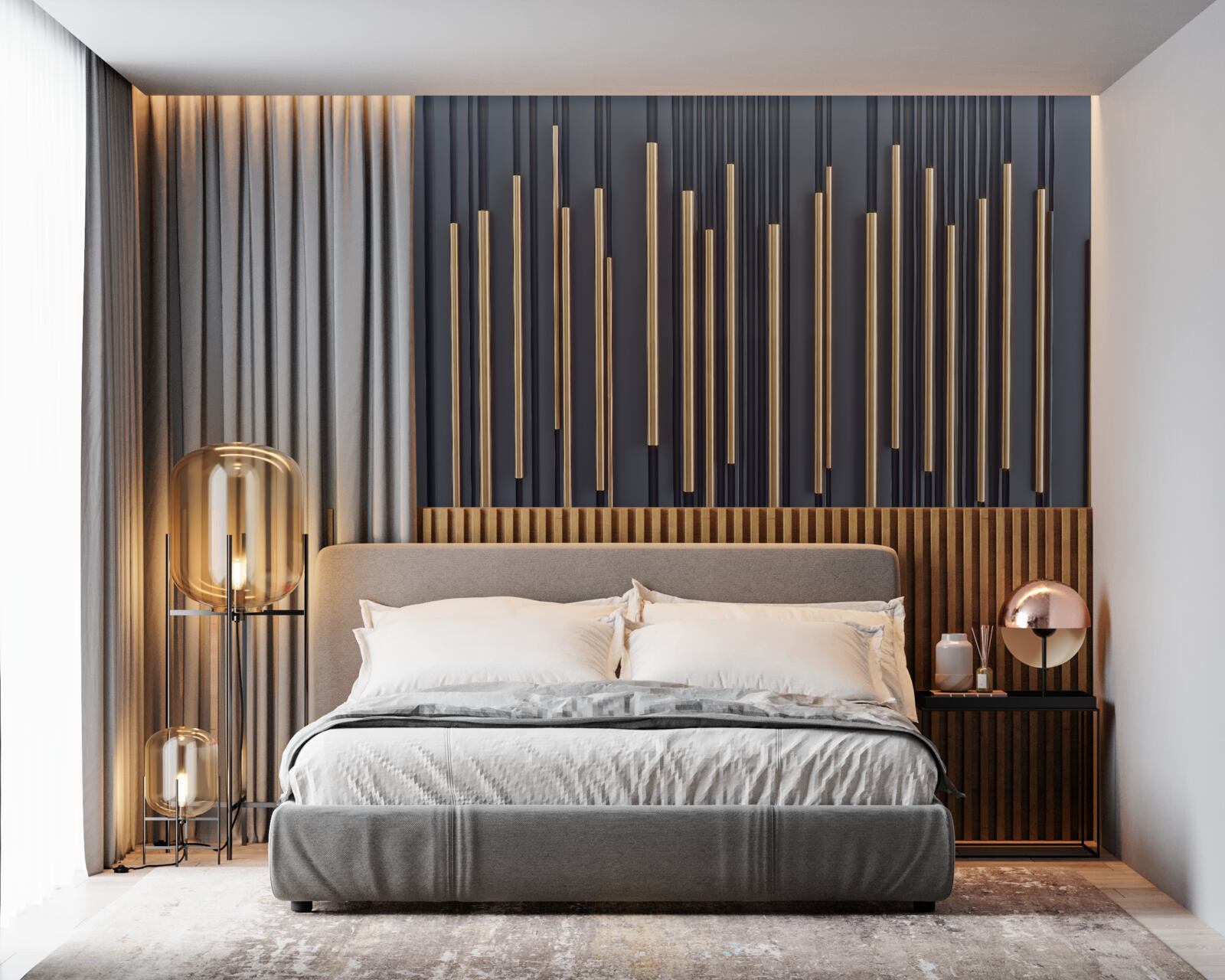 Fototapet inserții aurii pe linii verticale