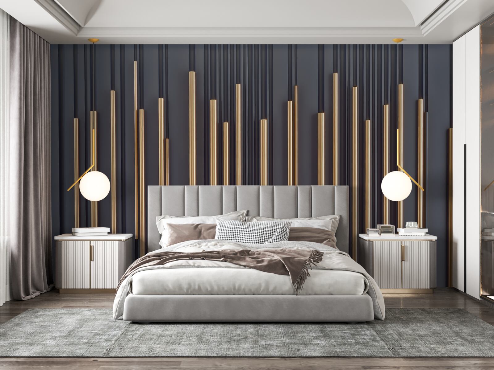 Fototapet inserții aurii pe linii verticale