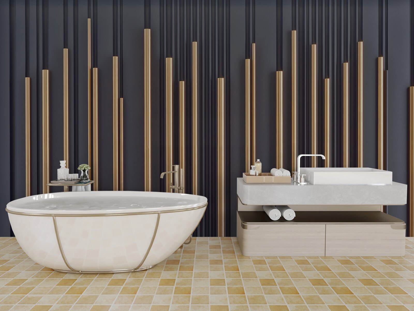 Fototapet inserții aurii pe linii verticale