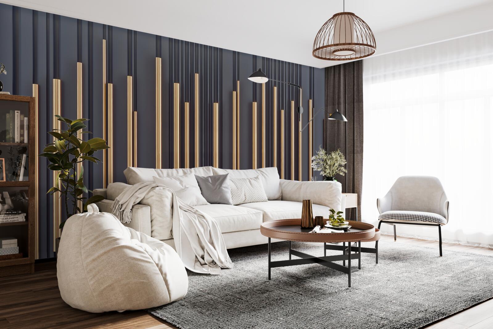 Fototapet inserții aurii pe linii verticale