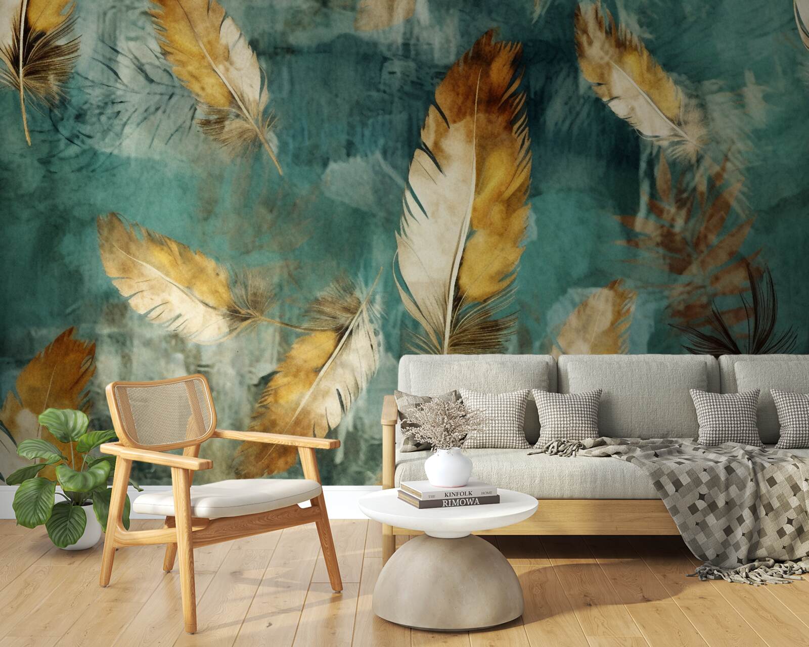 Fototapet frunze abstracte de aur