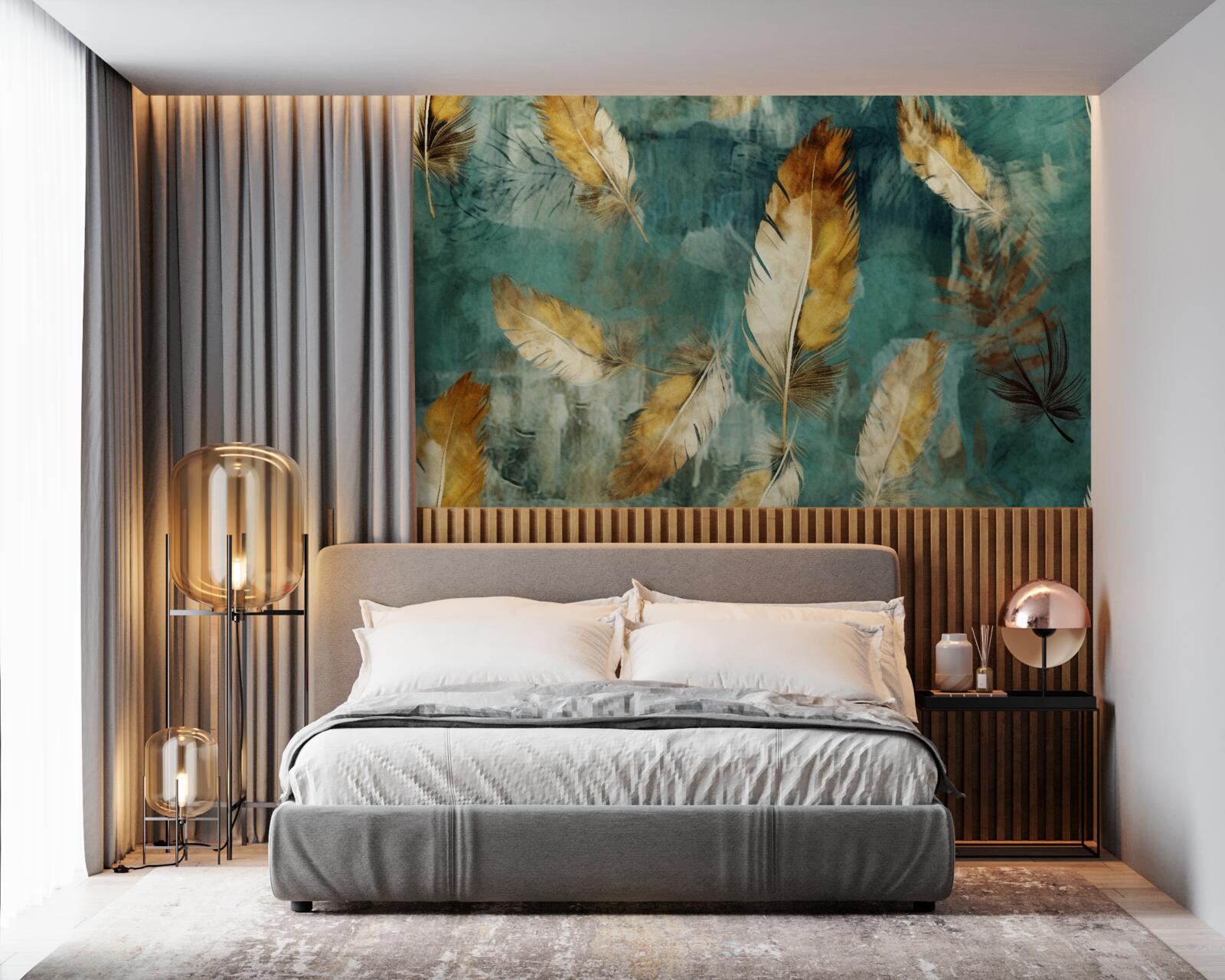 Fototapet frunze abstracte de aur