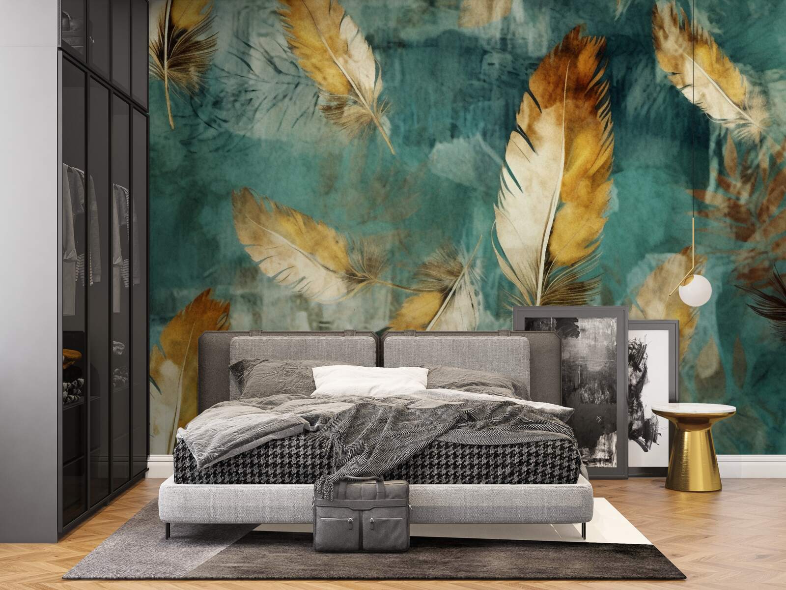 Fototapet frunze abstracte de aur