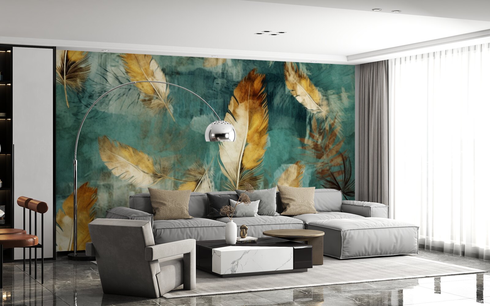 Fototapet frunze abstracte de aur